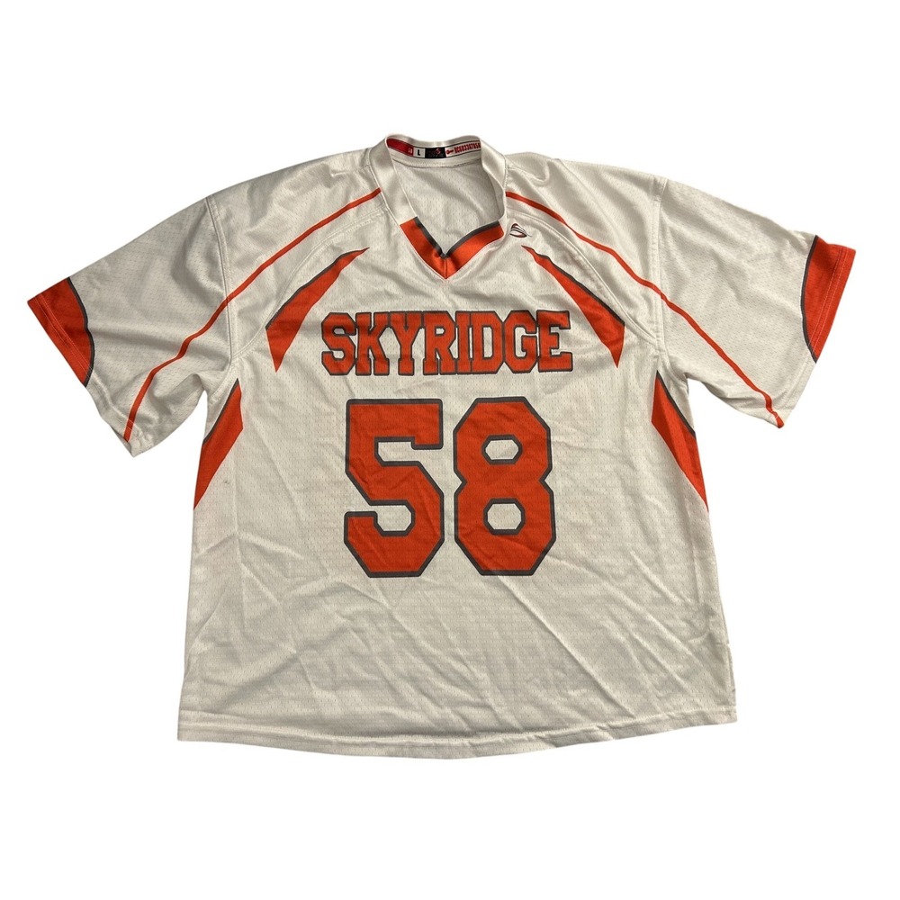 Vintage Jersey Mens Large White Orange 58 Mesh Athletic Shirt Excellent